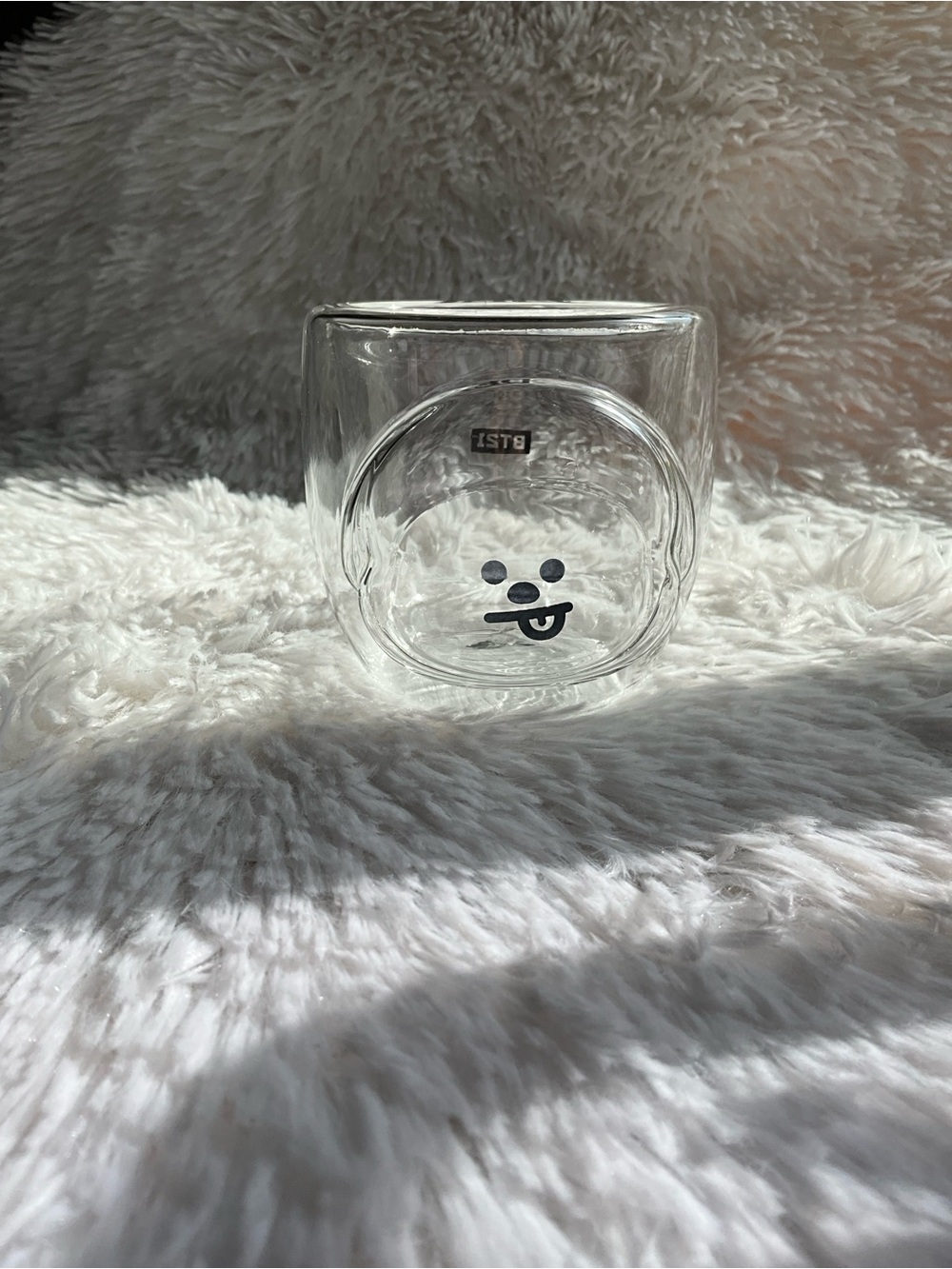 BT21 Tata Clear Glass Cup with Playful Face - Transparent